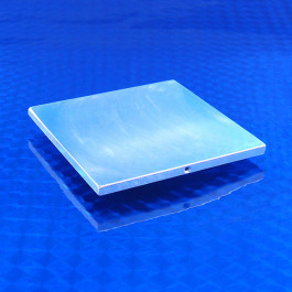 Iso view picture of CP-2.0-2.0-AL-01 cold plate for mounting on top of TE coolers or Peltier devices