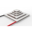 Close up image of  5 stage thermoelectric module 25415-5L30-65CQB with a 40x40mm bottom face and a 10x10mm top cold face