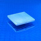 Iso view picture of CP-1.25-1.25-AL-01 mounting plate for mounting on top of TE coolers or Peltier chips