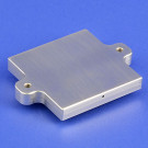 Iso view picture of CPT-2.25-1.62-0.25-AL cold plate for mounting on top of TECs or Peltier coolers