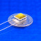 image of mini micro peltier TEC cooler module 01801-9A30-12CN shown sitting on USA Dime 10 cent coin for scale