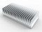 iso render view of HS-2.5-5.4-1.4-01 extruded aluminum heatsink with 21 fins on 1 side and a flat mounting base. Shown with the fins pointing up