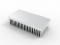 iso render view of HS-2.5-5.4-1.4-01 extruded aluminum heatsink with 21 fins on 1 side and a flat mounting base as shown