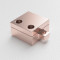 Iso render view of small Liquid cold plate machined from copper part number WBA-1.00-0.60-CU-CH 1x1 inch