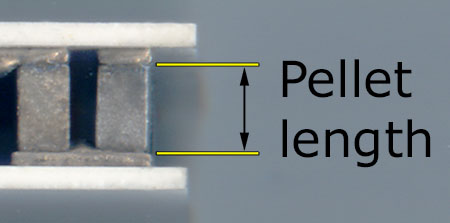 Image of pellet length measurement close up