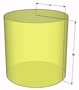 image of right cylinder with known height and radius