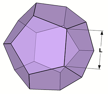 image of dodecahedron with length of side known