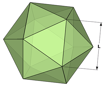 image of icosahedron with known side length