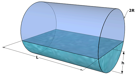 image of partially filled cylinder in a horizontal position