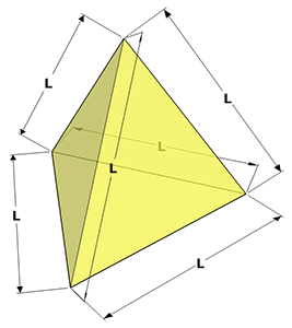 image of regular tetrahedron with known side length