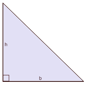 image of right triangle with known base width and height